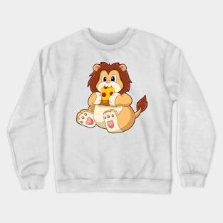 Lion with Piece of Salami Pizza Crewneck Sweatshirt